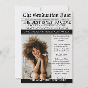 Vintage Newspaper Graduation Announcement Photo 