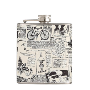 Vintage Newspaper Hip Flask