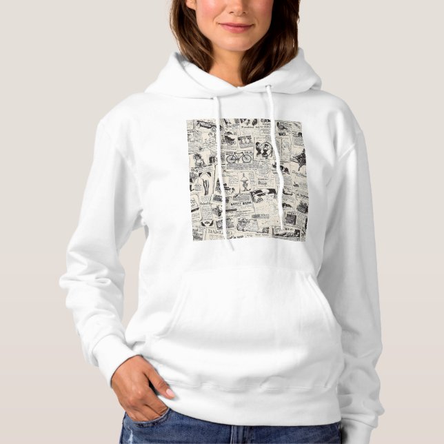 Vintage Newspaper   Hoodie (Front)