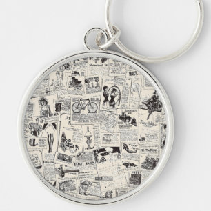 Vintage Newspaper Key Ring