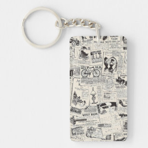 Vintage Newspaper   Key Ring