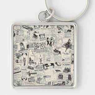 Vintage Newspaper   Key Ring
