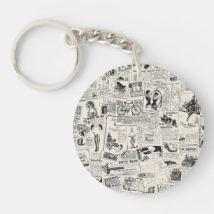 Vintage Newspaper Key Ring