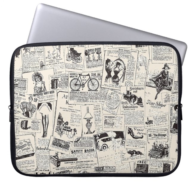Vintage Newspaper   Laptop Sleeve (Front)