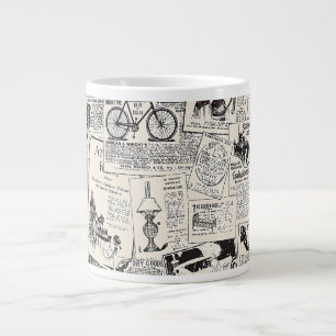 Vintage Newspaper  Large Coffee Mug