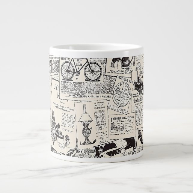 Vintage Newspaper  Large Coffee Mug (Front)