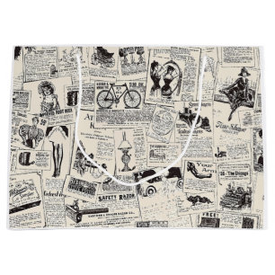 Vintage Newspaper   Large Gift Bag