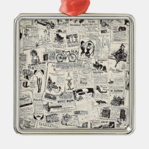 Vintage Newspaper Metal Tree Decoration