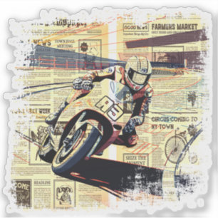 Vintage Newspaper Motorcycle Racing
