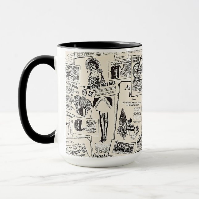 Vintage Newspaper  Mug (Left)