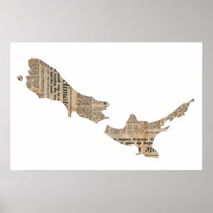 Vintage Newspaper New Zealand Overlay   Poster