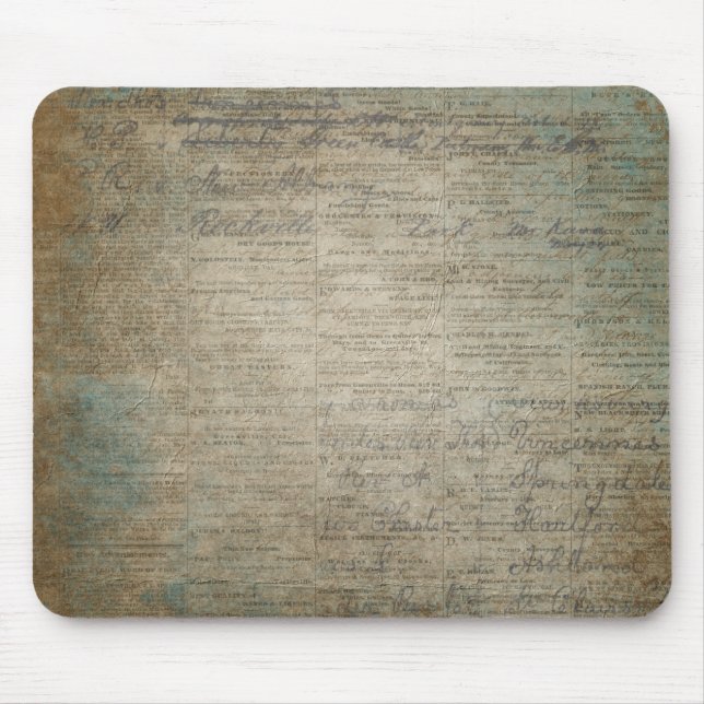 Vintage Newspaper Painted Mouse Mat (Front)