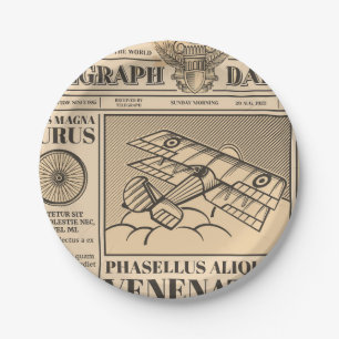 vintage newspaper paper plate