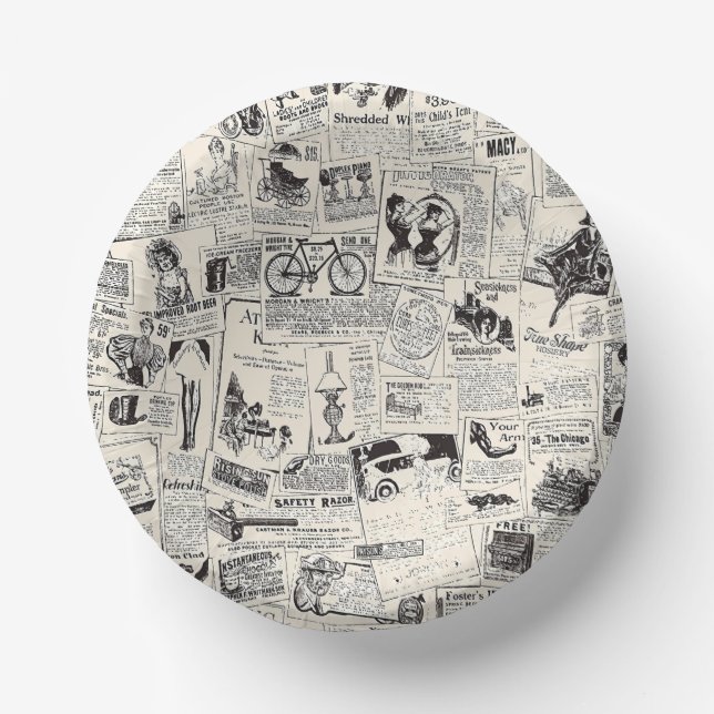 Vintage Newspaper  Paper Plate (Front)