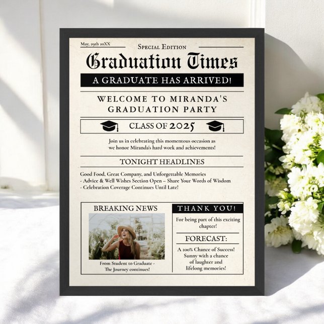 Vintage Newspaper Photo Graduation Welcome Poster (Vintage Newspaper Photo Graduation Welcome Poster)