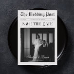 Vintage Newspaper Photo Wedding Save the Date Invitation<br><div class="desc">Surprise your loved ones with this modern,  stylish invitation featuring trendy newspaper look and your custom details. Easily add your own info by clicking on the "personalise" option.</div>