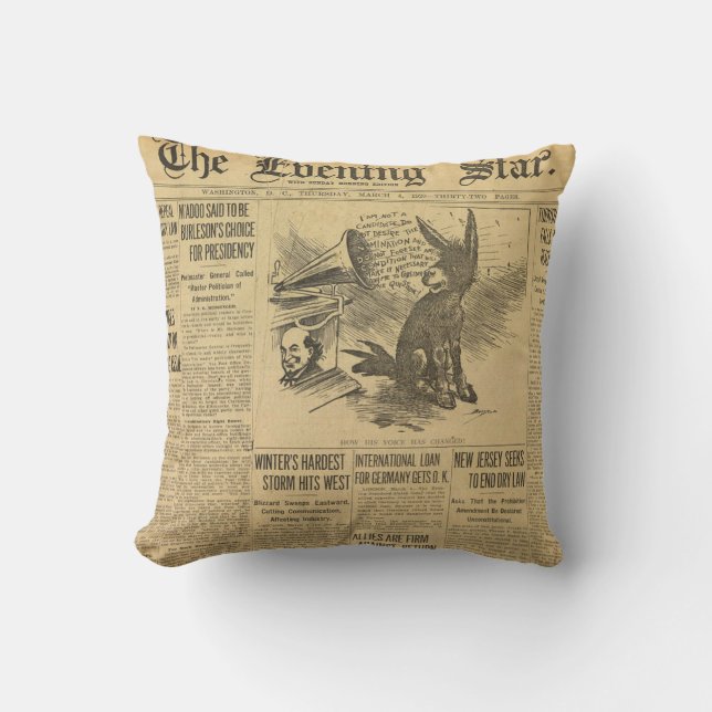 Vintage Newspaper Pillow! Cushion (Front)