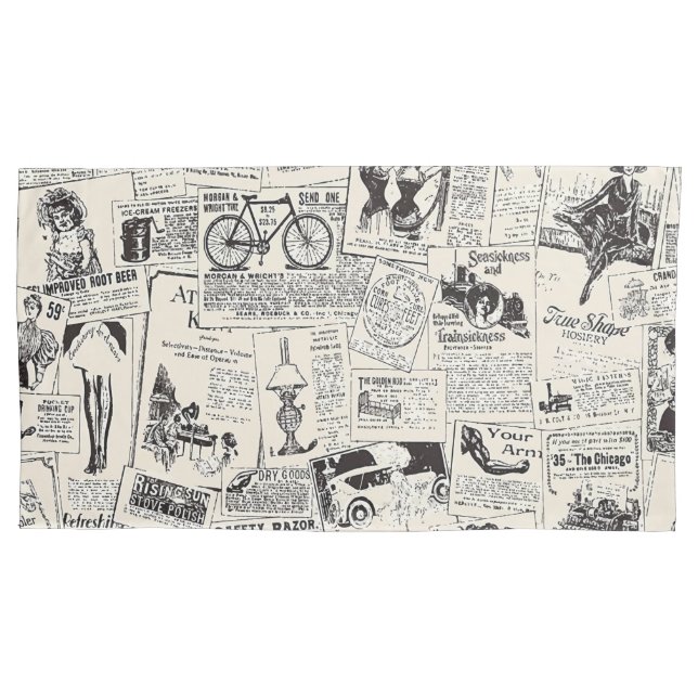 Vintage Newspaper  Pillowcase (Front)