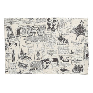 Vintage Newspaper  Pillowcase