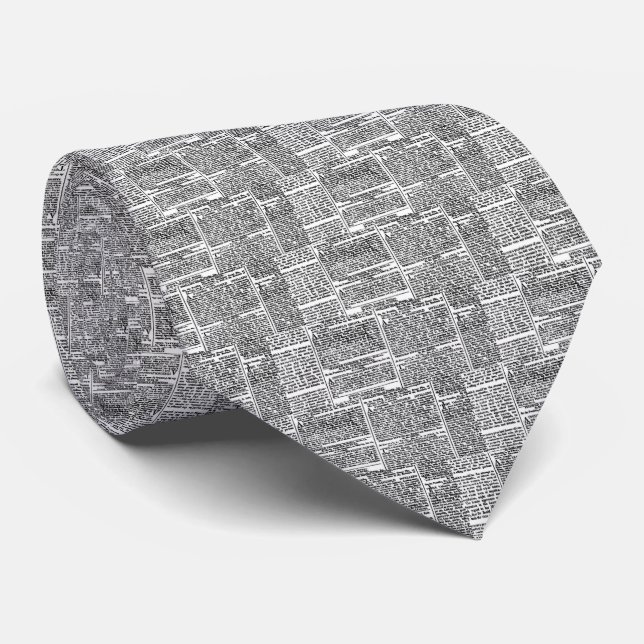 Vintage Newspaper Print Tie (Rolled)