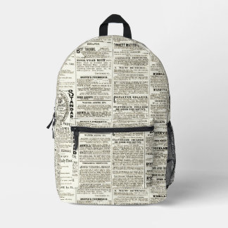 Vintage Newspaper Printed Backpack