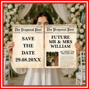 Vintage Newspaper Retro Rustic Photo Save The Date Flyer