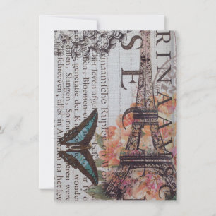 vintage newspaper scripts  Paris eiffel tower Thank You Card