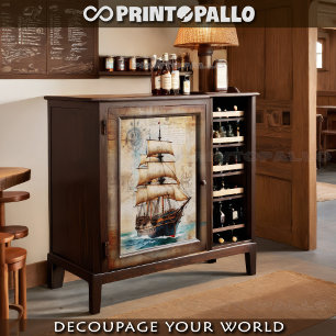 Vintage newspaper sheet with sailing galleon