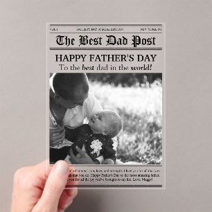 Vintage Newspaper Style Father’s Day Acrylic Invitations