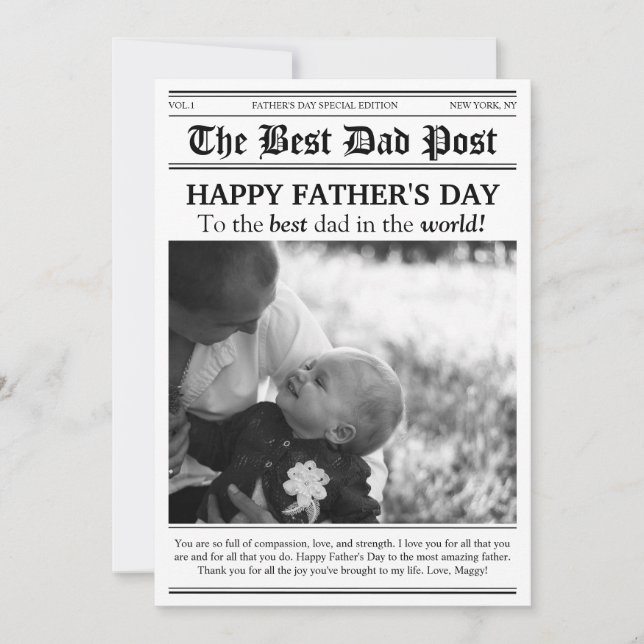 Vintage Newspaper Style Father’s Day Card (Front)