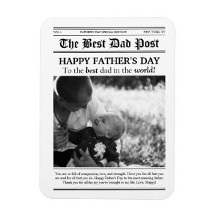 Vintage Newspaper Style Father’s Day Card Magnet