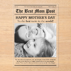 Vintage Newspaper Style Mother’s Day Card Acrylic Invitations