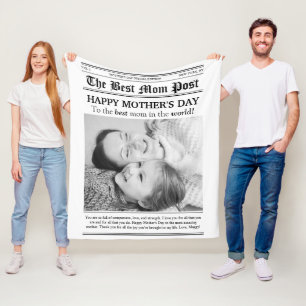 Vintage Newspaper Style Mother’s Day Fleece Blanket