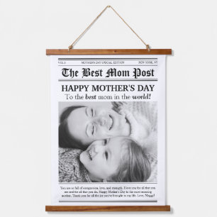 Vintage Newspaper Style Mother’s Day Hanging Tapestry