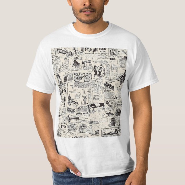 Vintage Newspaper   T-Shirt (Front)