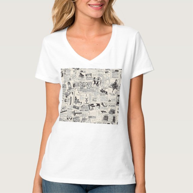 Vintage Newspaper   T-Shirt (Front)