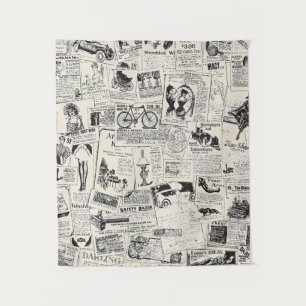 Vintage Newspaper Tapestry