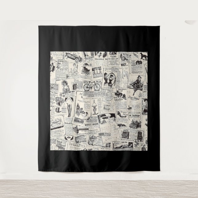 Vintage Newspaper   Tapestry (Front)