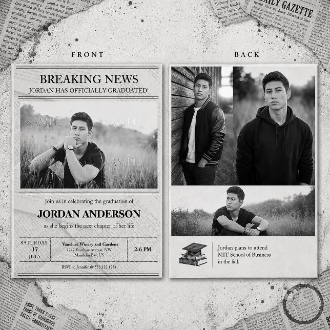 Vintage Newspaper Theme Graduation | Invitation (Creator Uploaded)