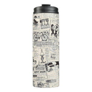 Vintage Newspaper  Thermal Tumbler