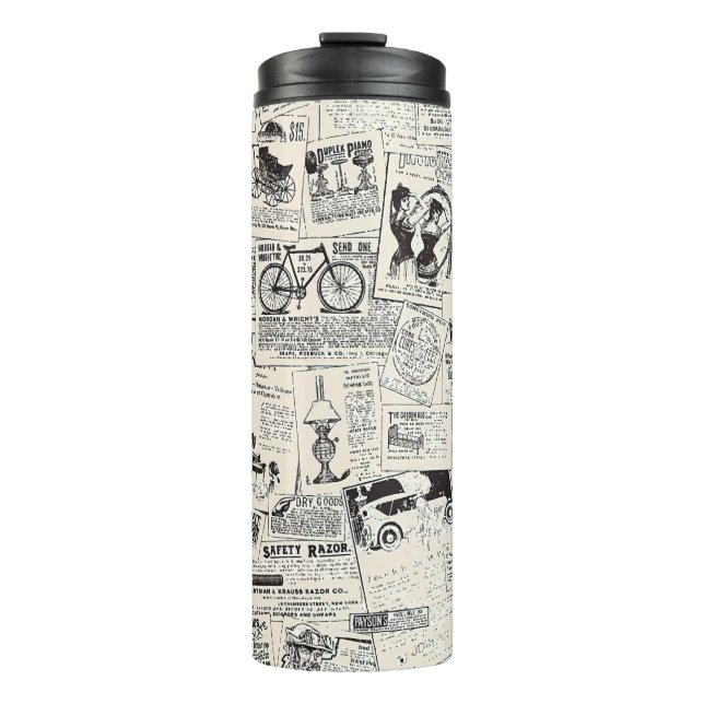 Vintage Newspaper  Thermal Tumbler (Front)