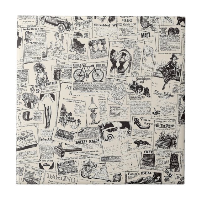 Vintage Newspaper   Tile (Front)