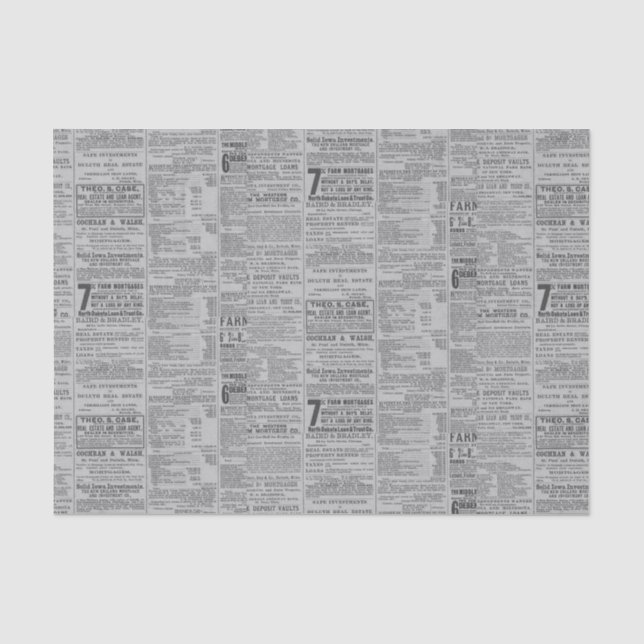 Vintage Newspaper Tissue Paper (Front)