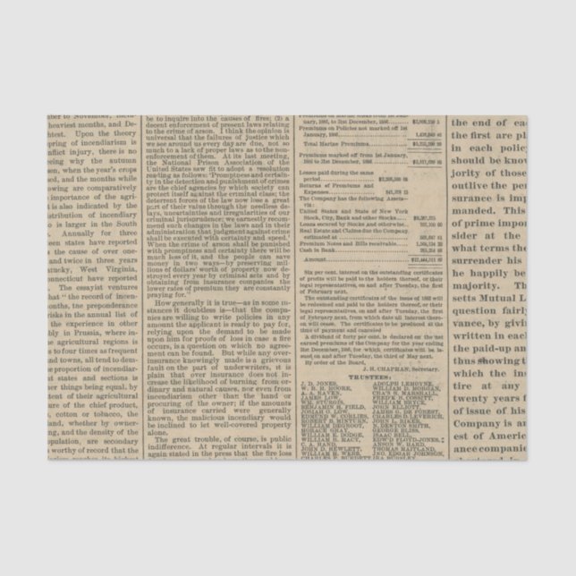 Vintage Newspaper Tissue Paper (Front)