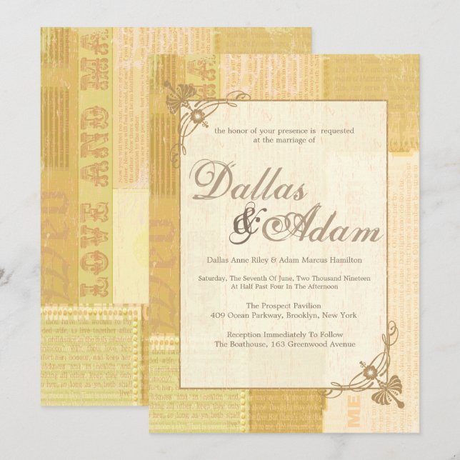 Vintage Newspaper, Wedding Invitations (Front/Back)