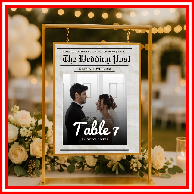 Vintage Newspaper Wedding Table Number PHOTO (Creator Uploaded)
