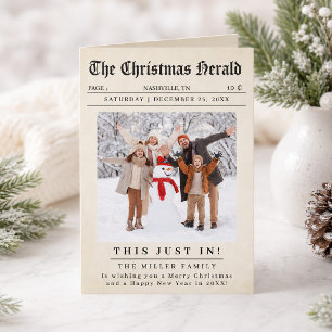 Vintage Newspaper Year in Review Christmas Card