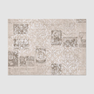 Vintage Newsprint Collage Tissue Paper