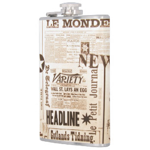 Vintage Newsprint Flask