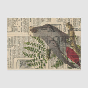 Vintage Newsprint Parrot Tissue Paper